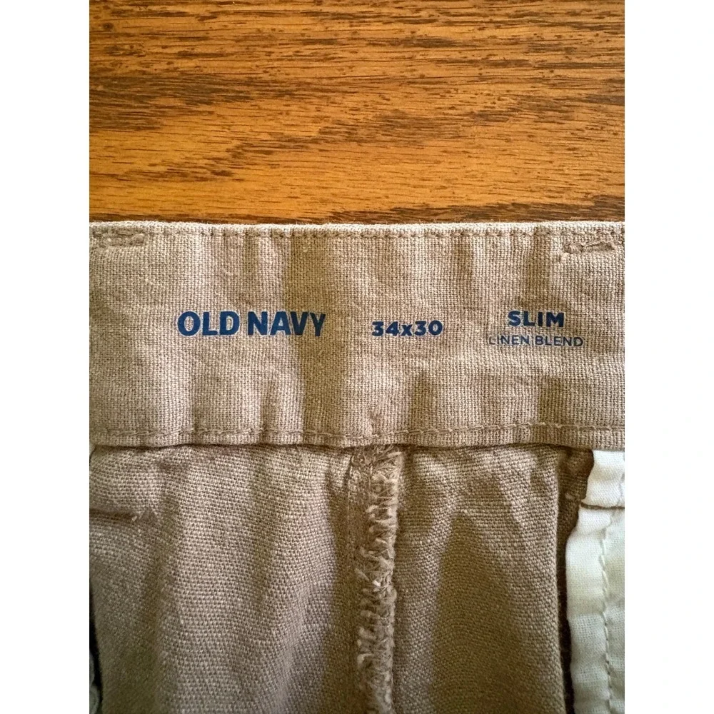 Old Navy Rotation Slim Linen Blend Pants Pale Khaki 34x30 Mens Pale Khaki Preppy